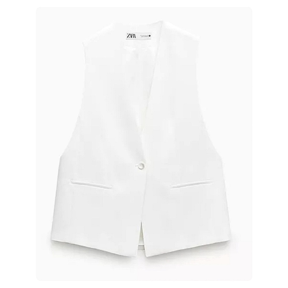 NWOT ZARA White Sleeveless Blazer Vest
